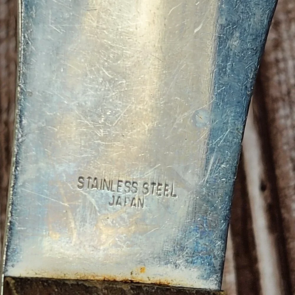 Vtg ICE CREAM SPADE SCOOP Stainless Steel Wooden Handle Japan Dwight ND Oil Co.